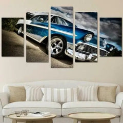 1956 Chevrolet Bel Air Blue Car Wall Art Canvas Decor Printing