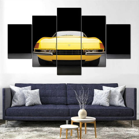 365 GTS Daytona Yellow Car Wall Art Canvas Decor Printing