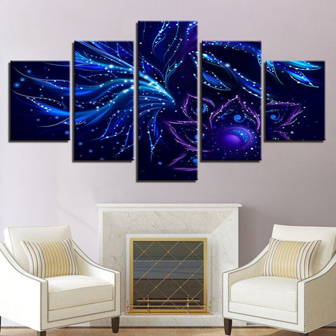 Abstract Flowers Neon Wall Art Canvas Decor Printing