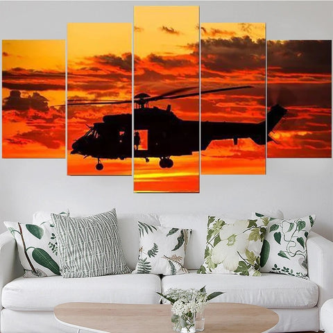 Aircraft Orange Sunset Wall Art Canvas Decor Printing
