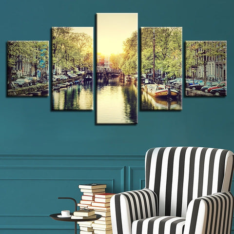 Amsterdam City Scenery Wall Art Canvas Decor Printing