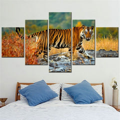 Animal Tiger Walking Wall Art Canvas Decor Printing