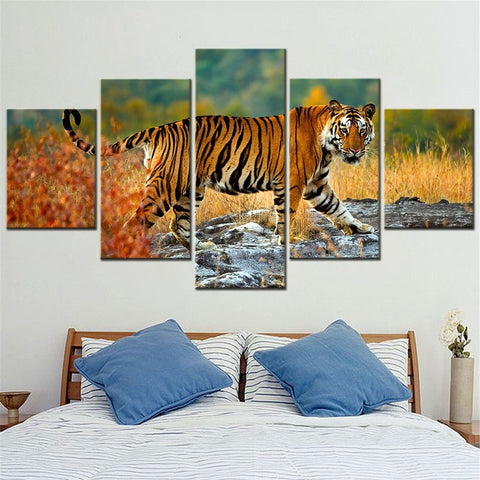 Animal Tiger Walking Wall Art Canvas Decor Printing