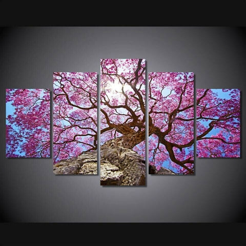 Big Pink Cherry Blossom Tree Wall Art Canvas Decor Printing
