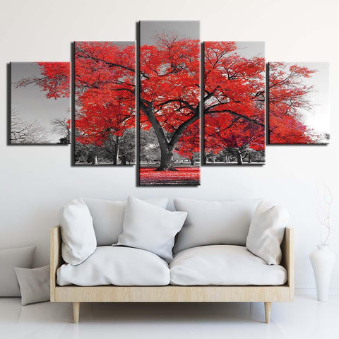 Big Red Tree Wall Art Canvas Decor Printing