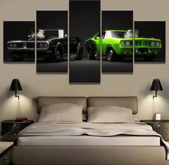 Black Green Retro Car Wall Art Canvas Decor Printing