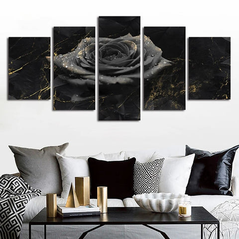 Black Rose Flower Wall Art Canvas Decor Printing