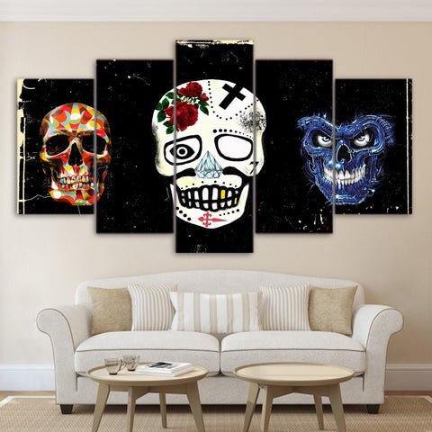 Black and White Sugar Skull Rose Wall Art Canvas Decor Printing