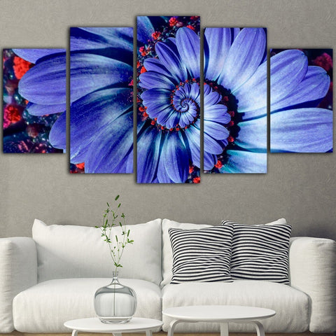 Blue Petal Flower Wall Art Canvas Decor Printing