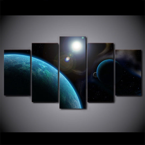 Blue Space Fantasy Planet Wall Art Canvas Decor Printing