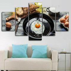 Breakfast Egg Bread Kitchen Food Wall Art Canvas Decor Printing