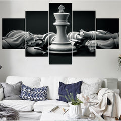 Chess Black White Vintage Wall Art Canvas Decor Printing