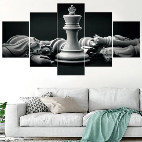 Chess Black White Wall Art Canvas Decor Printing