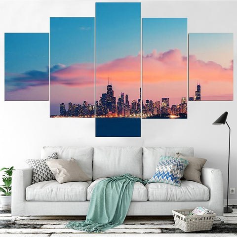 City Skyline Landscape Wall Art Canvas Decor Printing