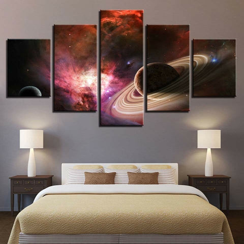 Deep Space Nebula Saturn Planet Wall Art Canvas Decor Printing