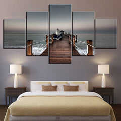 Dock Bridge Port Seascape Wood Pier Wall Art Canvas Decor Printing