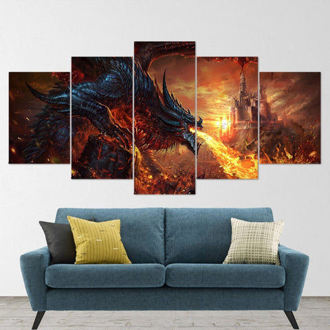 Dragon Fire Fantasy Dragon Age Wall Art Canvas Decor Printing