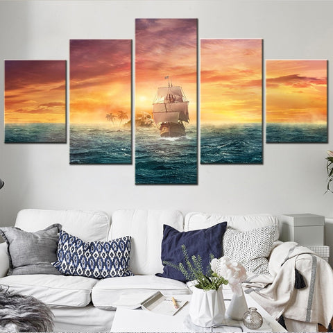 Fantasy & Abstract Seascape Skull Island Pirate Wall Art Canvas Decor Printing