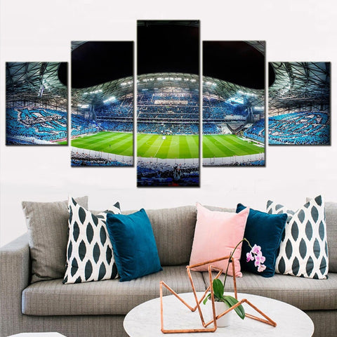 Football Olympique Stadium Night Scene Wall Art Canvas Decor Printing