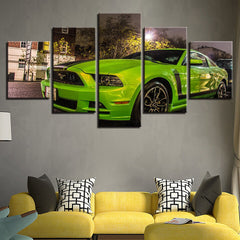 Green Ford Mustang Car Sport Car Wall Art Canvas Decor Printing