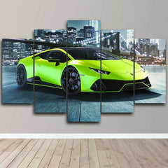 Green Porsche Racing Car Wall Art Canvas Decor Printing