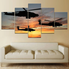 Helicopter Sunset Wall Art Canvas Decor Printing