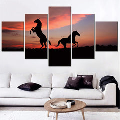 Horse Silhouette Sunset Wall Art Canvas Decor Printing