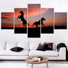 Image of Horse Silhouette Sunset Wall Art Canvas Decor Printing