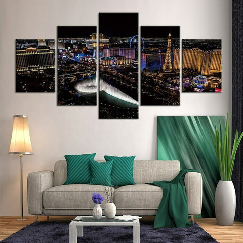 Las Vegas Night Skyline Wall Art Canvas Decor Printing