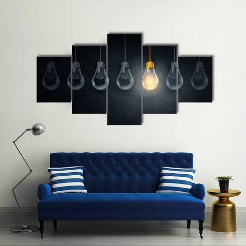 Light Bulbs Smart Ideas Wall Art Canvas Decor Printing