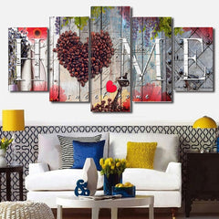 Love Heart Sweet Home Wall Art Canvas Decor Printing