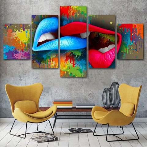 Love Kiss Graffiti Lips Wall Art Canvas Decor Printing