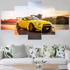 Luxury Yellow Sport Car Wall Art Canvas Decor Printing