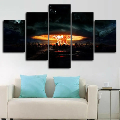 Mushroom Cloud Fire Wall Art Canvas Decor Printing