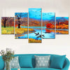 Image of Nature Autumn Forest Swans Wall Art Canvas Decor Printing