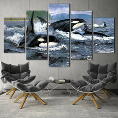 Orca Stration Whale Ocean Wall Art Canvas Decor Printing