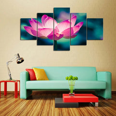 Pink Lotus Plant Wall Art Canvas Decor Printing