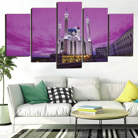 Purple Sky Castle Wall Art Canvas Decor Printing