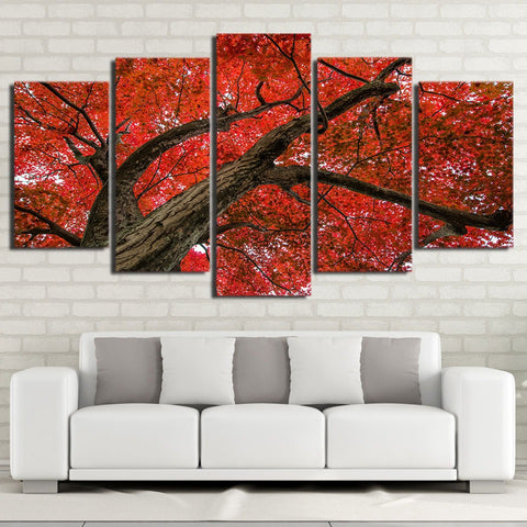 Red Maple Tree Wall Art Canvas Decor Printing