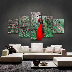 Red Peacock Wall Art Canvas Decor Printing