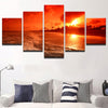 Image of Red Sunset Beach Seascape Wall Art Canvas Decor Printing