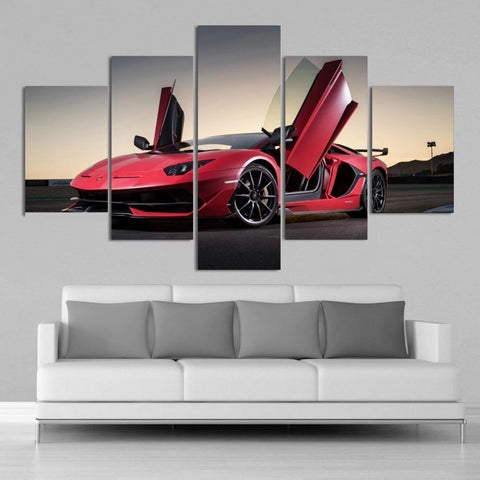 Red Super Car Wall Art Canvas Decor Printing