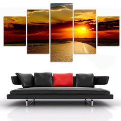 Road Sunset Landscape Wall Art Canvas Decor Printing