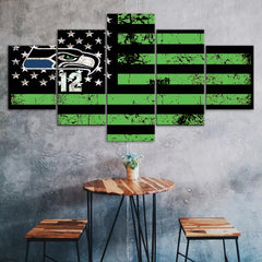 Seattle Seahawks American Flag Wall Art Canvas Print Decor