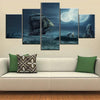 Image of Sailing Boat Two Moons on Dark Stormy Sky Wall Art Canvas Decor Printing