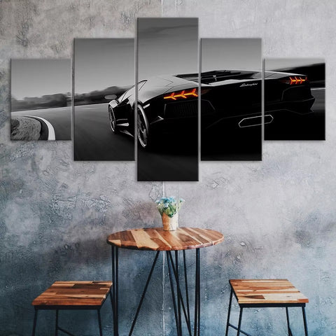 Lamborghini Black Car Wall Art Canvas Decor Printing