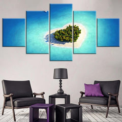 Sea Heart Reef Island Landscape Wall Art Canvas Decor Printing