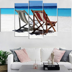 Seascape Sandy Beach Chair Wall Art Canvas Decor Printing