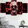 Image of Skull And Red Roses Abstract Wall Art Canvas Decor Printing