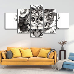 Skull Terror Black&White Wall Art Canvas Decor Printing